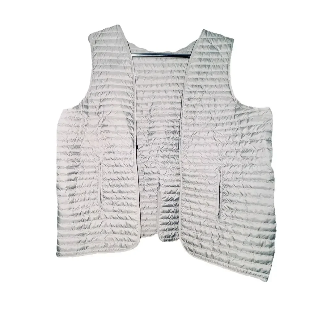 Eddie Bauer Cloud Gray Mens 2X Trench Coat Detachable Quilt Down Vest‎ Liner XXL